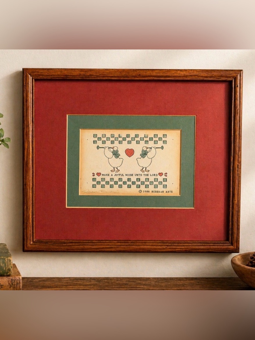 Rebekah Arts 'Make a Joyful Noise' Framed Print in Red and Green